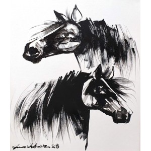 Mashkoor Raza, 24 x 30 Inch, Oil on Canvas, Horse Painting, AC-MR-620
